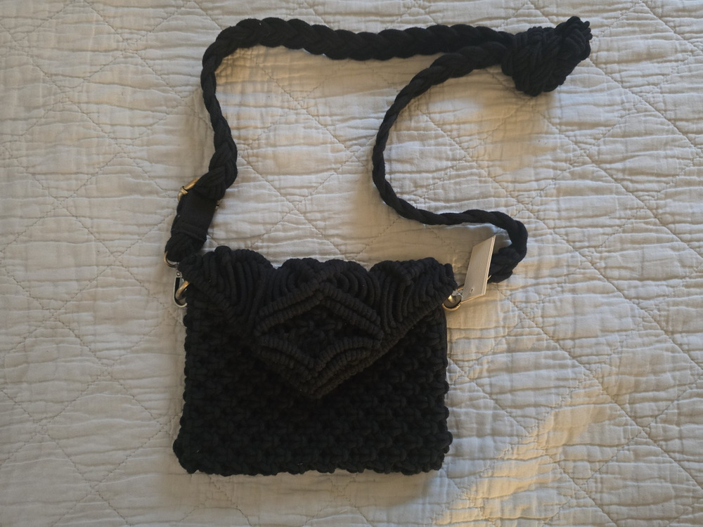 World Market Macrame Navy Crossbody Boho Bag coastal cell bag purse new minimal